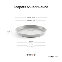 Ecopots Saucer Round White Grey