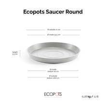 Ecopots Saucer Round White Grey