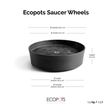 Ecopots Saucer Wheels Round Dark Grey