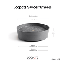 Ecopots Saucer Wheels Round Grey