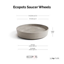Ecopots Saucer Wheels Round Taupe