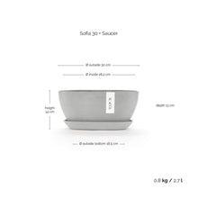 Ecopots Sofia White Grey Pot/Saucer
